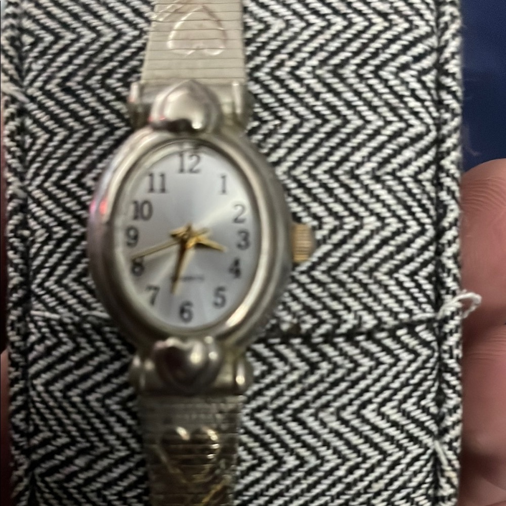 Classic Silver Watch with Oval Face and Metal Band